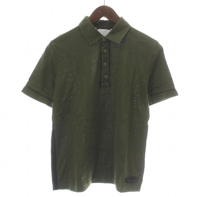 中古】プラダ PRADA ポロシャツ 半袖 ハーフボタン サイドライン S 
