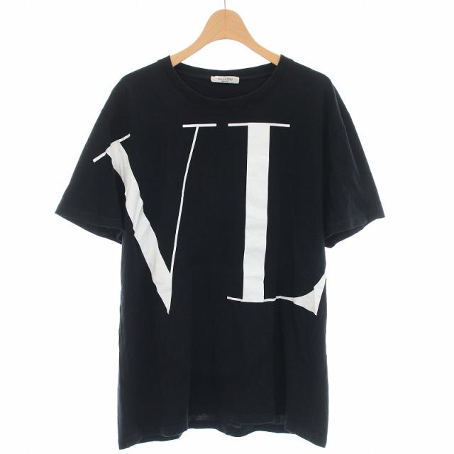 【中古】ヴァレンティノ ヴァレンチノ  VALENTINO Tシャツ カットソー 半袖 クルーネック ストレッチ プリント 黒の通販は 8,300円