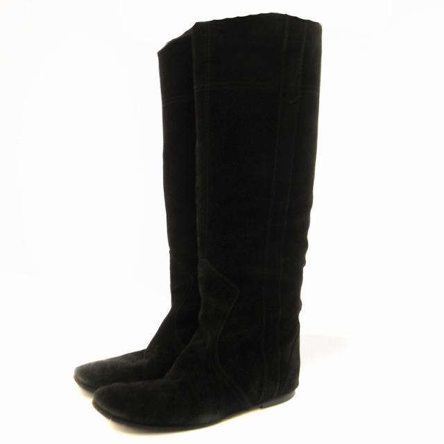 【中古】ファビオルスコーニ FABIO RUSCONI ロングブーツ フラット スエード レザー アーモンドトゥ 36 23cm ■OFの通販は