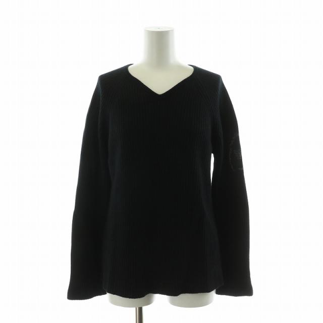 【中古】エンポリオアルマーニ EMPORIO ARMANI リブニット セーター プルオーバー Vネック ロゴ 長袖 46 S 黒▲Hの通販は 5,220円