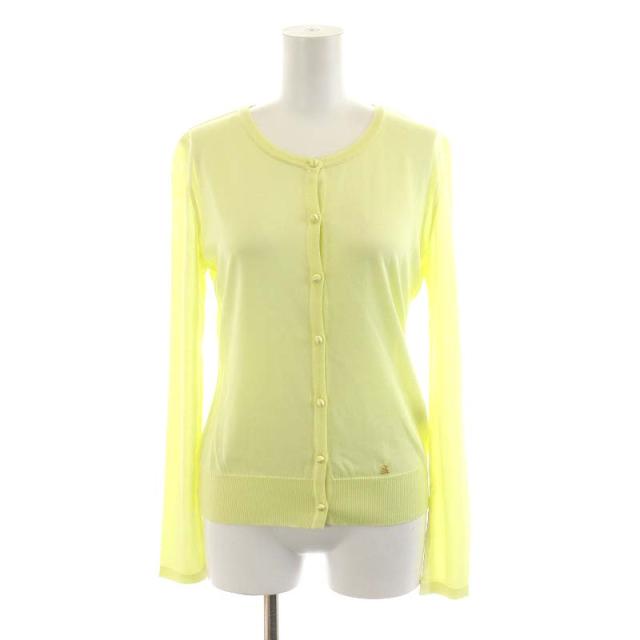 【中古】レオナール LEONARD FASHION カーディガン 長袖 ラインストーン 36 S 黄 イエロー /DK ■PN レディース