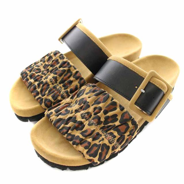 【中古】ピエールアルディ PIERRE HARDY サンダル レザー 切替 ヒョウ柄 レオパード柄 37 23.5cm 茶 ブラウン