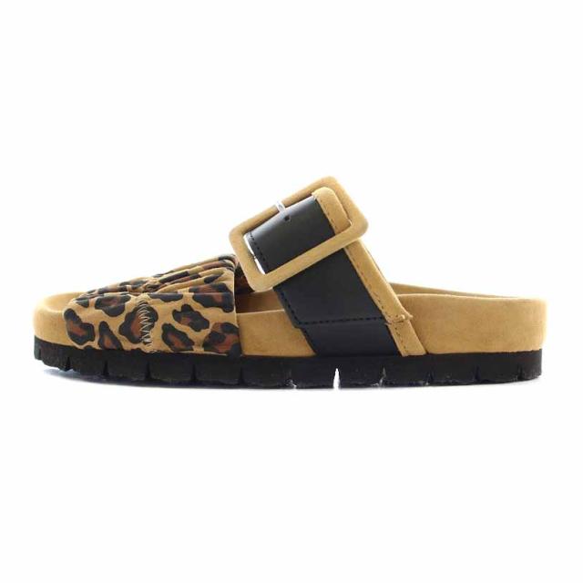 【中古】ピエールアルディ PIERRE HARDY サンダル レザー 切替 ヒョウ柄 レオパード柄 37 23.5cm 茶 ブラウン