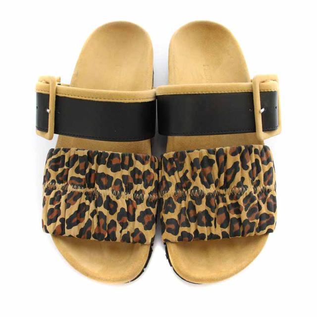 【中古】ピエールアルディ PIERRE HARDY サンダル レザー 切替 ヒョウ柄 レオパード柄 37 23.5cm 茶 ブラウン