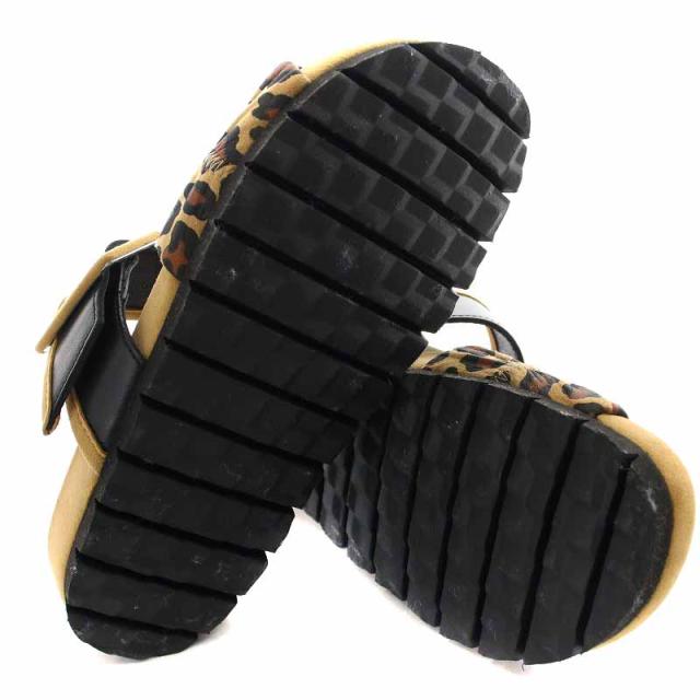 【中古】ピエールアルディ PIERRE HARDY サンダル レザー 切替 ヒョウ柄 レオパード柄 37 23.5cm 茶 ブラウン