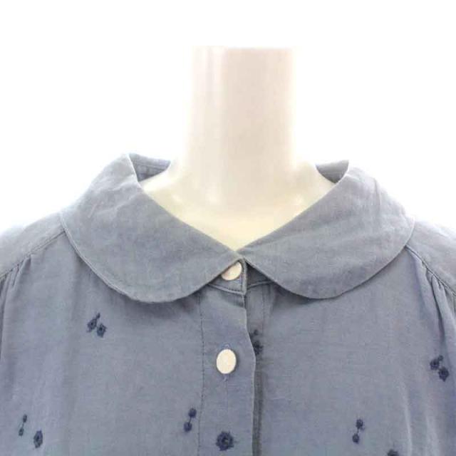 【中古】ミナペルホネン LAUNDRY サニースポッツ sunny spots シャツ ブラウス 半袖 パフスリーブ 刺繍 麻 38 M 青 中古】ミナペルホネン LAUNDRY サニースポッツ sunny spots シャツ