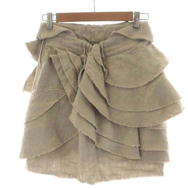 【中古】ティーチ TEECHI コンタースカートパンツ キュロット 麻 リネン 36 ベージュ TC01-BTARB1003 レディース