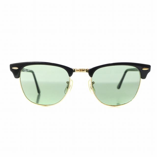 【中古】レイバン RAY BAN CLUBMASTER クラブマスター サングラス 51□21 145 ゴールド色 緑 グリーン 黒 W0365