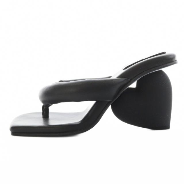 【中古】未使用品 ユメユメ YUME YUME LOVE HEEL サンダル ハート ヒール ラバー 23.0cm 黒 ブラック LM0001