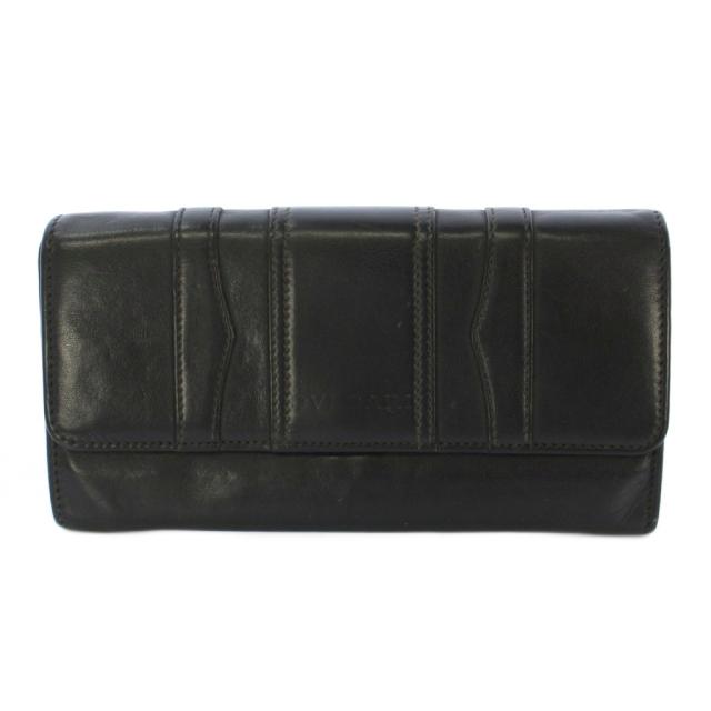 【中古】ブルガリ BVLGARI 長財布 二つ折り ロングウォレット レザー ワンカラー 黒 ブラック /BB ■OH レディース