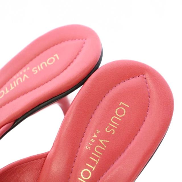 中古】ルイヴィトン サンダル ラウンドトゥ ローヒール レザー クロス