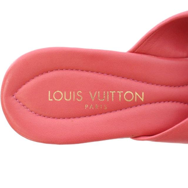 【中古】ルイヴィトン サンダル ラウンドトゥ ローヒール レザー クロス モノグラム 装飾 35.5 ピンク 中古】ルイヴィトン サンダル ラウンドトゥ ローヒール レザー クロス