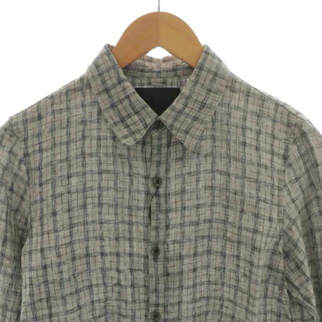 【中古】未使用品 オーレット OURET 16SS シャツ 長袖 チェック 麻 リネン 1 グレー OR161-0351 /AN47 メンズ_4