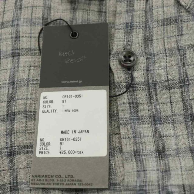 【中古】未使用品 オーレット OURET 16SS シャツ 長袖 チェック 麻 リネン 1 グレー OR161-0351 /AN47 メンズ_5