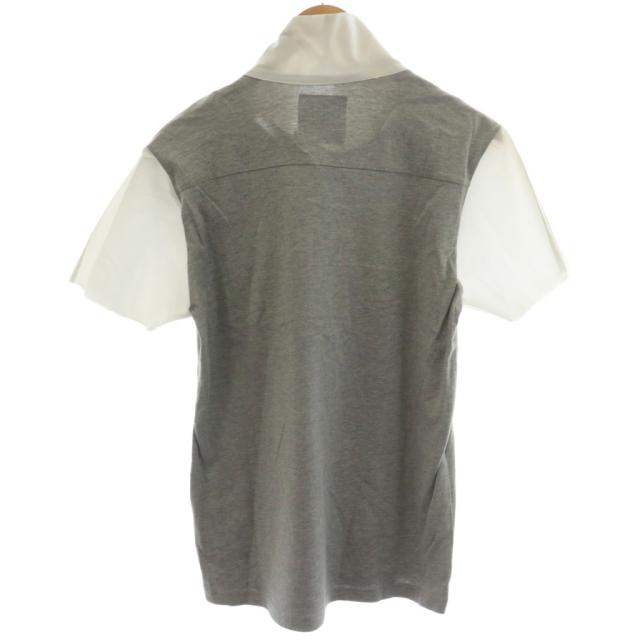 【中古】未使用品 ドレスキャンプ Tシャツ カットソー 半袖 スタンドカラー プリント ロゴ 花柄 切替 46 グレー 白_1