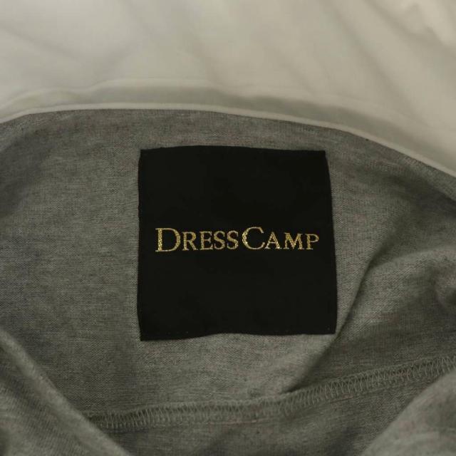 【中古】未使用品 ドレスキャンプ Tシャツ カットソー 半袖 スタンドカラー プリント ロゴ 花柄 切替 46 グレー 白_2