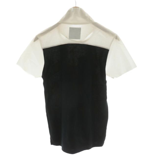 【中古】ドレスキャンプ Tシャツ カットソー 半袖 スタンドカラー プリント ロゴ 花柄 切替 44 白 黒_1