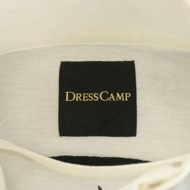 【中古】ドレスキャンプ Tシャツ カットソー 半袖 スタンドカラー プリント ロゴ 花柄 切替 44 白 黒_2