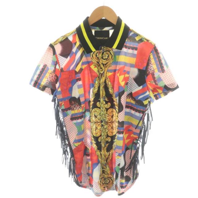 【中古】未使用品 ドレスキャンプ DRESSCAMP シャツ 半袖 フリンジ 総柄 44 マルチカラー 68-15S20914