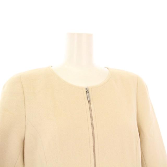 【中古】ルネ Rene ノーカラーコート アウター ロング アンゴラ混 ミンクファー 34 ベージュ 6738180A /KH レディース_4