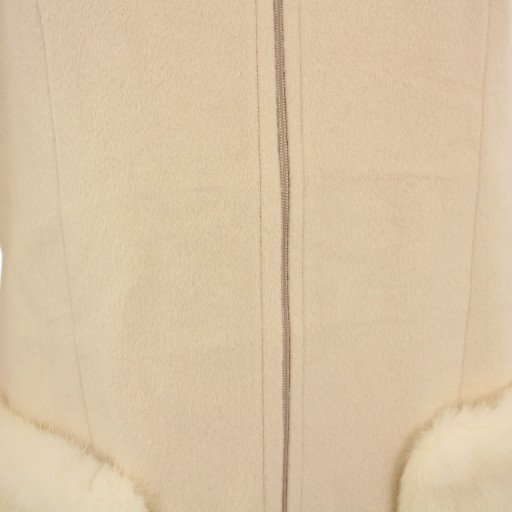 【中古】ルネ Rene ノーカラーコート アウター ロング アンゴラ混 ミンクファー 34 ベージュ 6738180A /KH レディース_8