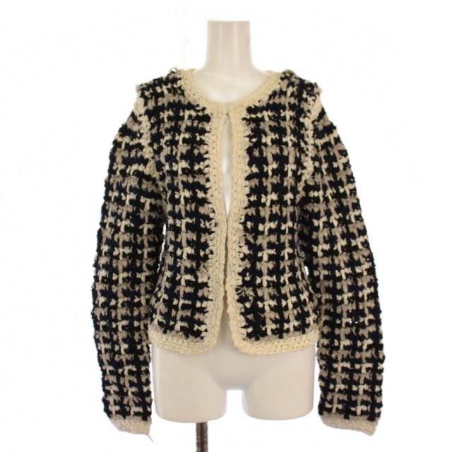 【中古】クラネ CLANE 24SS VINTAGE TAPE HAND KNIT CARDIGAN カーディガン 長袖 2 白 黒 16106-2012 レディース