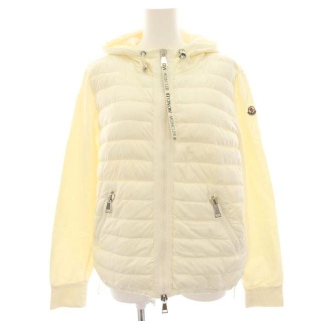 【中古】モンクレール MONCLER MAGLIA CARDIGAN ダウンジャケット パーカー スウェット ナイロン切替 M 白 ホワイト