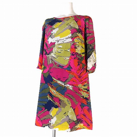 中古 ティビ Tibi ワンピース ドレス ミニ 七分袖 総柄 シルク ピンク Vgpt レディースの通販はau Pay マーケット ブランド古着のベクトル