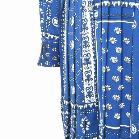 中古 ザラ Zara シャツ ワンピース 長袖 ひざ丈 リボン ボウタイ スキッパー プリーツ 総柄 ブルー S レディースの通販はau Pay マーケット ブランド古着のベクトル