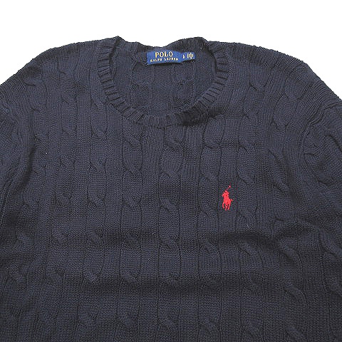 中古 ポロ ラルフローレン Polo Ralph Lauren セーター ニット ケーブル編み コットン ロゴ ネイビー L メンズの通販はau Pay マーケット ブランド古着のベクトル