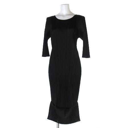 中古 プリーツプリーズ Pleats Please ワンピース 七分袖 ロング プリーツ 無地 裾デザイン 黒 ブラック 2 Ibs77の通販はau Pay マーケット ブランド古着のベクトル