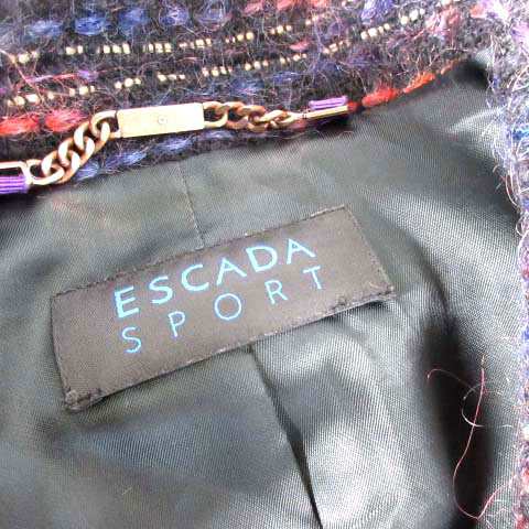 中古】エスカーダ ESCADA SPORT ツイード ニットコート ウエストマーク