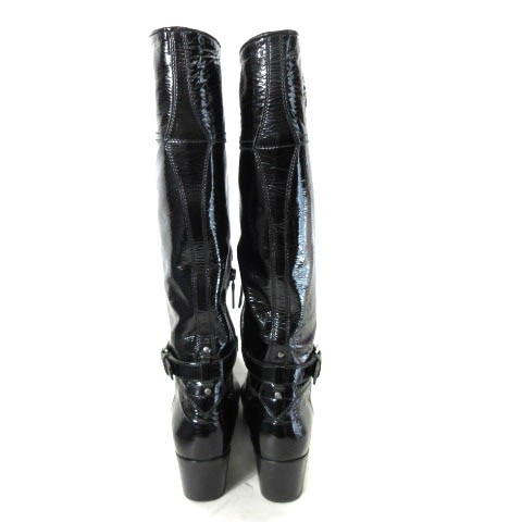 プラダ／PRADA ロングブーツ シューズ 靴 レディース 女性 女性用レザー 革 本革 ブラック 黒  ハイヒール