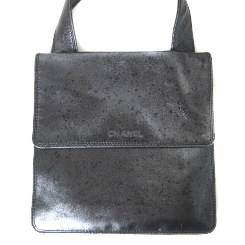 中古】シャネル CHANEL ショルダーバッグ メタリック レザー フラップ