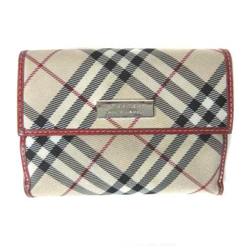 【中古】バーバリーブルーレーベル BURBERRY BLUE LABEL 財布 ウォレット ノバチェック 二つ折り ベージュ ☆AA★  レディース｜au PAY マーケット