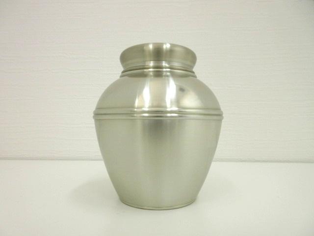【中古】鍛栄造 純錫 茶壷 302g 茶道具 茶入 茶器 金属工芸品 共箱付