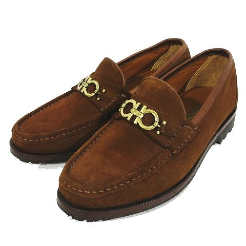 見事な創造力 Ferragamo サルヴァトーレフェラガモ スウェード ビットローファー - ドレス/ビジネス