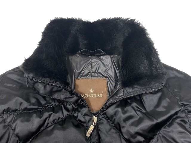 中古】モンクレール MONCLER 茶タグ リアルファー衿 キルティング