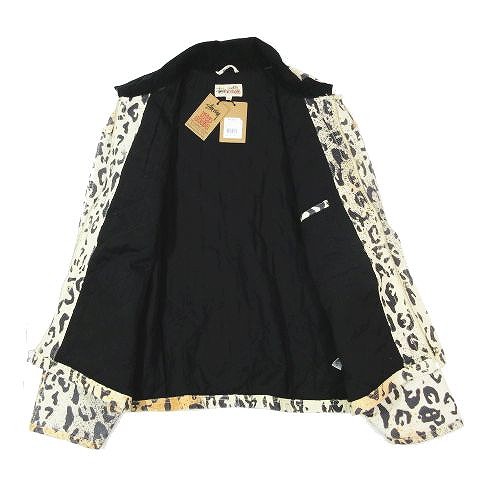 【中古】未使用品 23SS ステューシー STUSSY Washed canvas shop jacket leopard レオパード柄  ワークジャケット XL黒｜au PAY マーケット