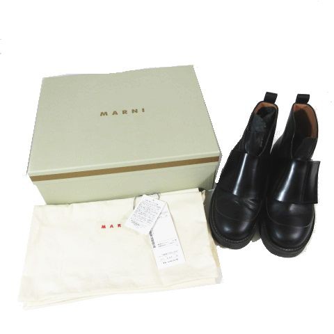 中古】マルニ MARNI バイカラー ベルクロ ストラップ アンクルブーツ