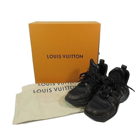 【中古】18SS ルイヴィトン LOUIS VUITTON アークライトライン スニーカー モノグラム レザー シューズ 41 ノアール｜au PAY  マーケット