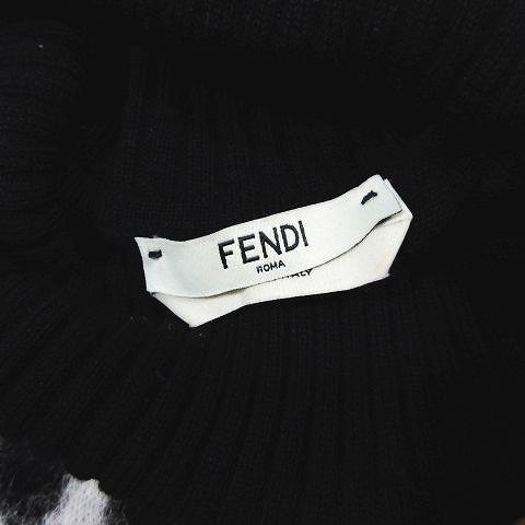 【中古】フェンディ FENDI モンスター バッグバグズ タートルネック ニット セーター 長袖 プルオーバー 38 ブラック｜au PAY マーケット