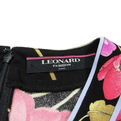 中古】美品 レオナール LEONARD 花柄 カンカン ワンピース 長袖 ロング