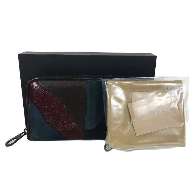 【中古】ボッテガヴェネタ BOTTEGA VENETA ロングウォレット 長財布 ラウンドファスナー クロコ スエード パッチワーク｜au PAY  マーケット