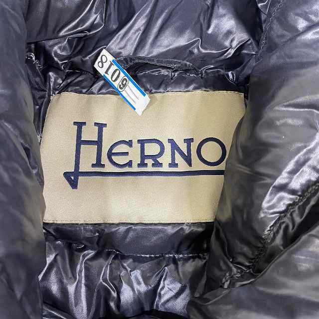 中古】ヘルノ HERNO ニット ドッキング ダウンコート アウター 黒