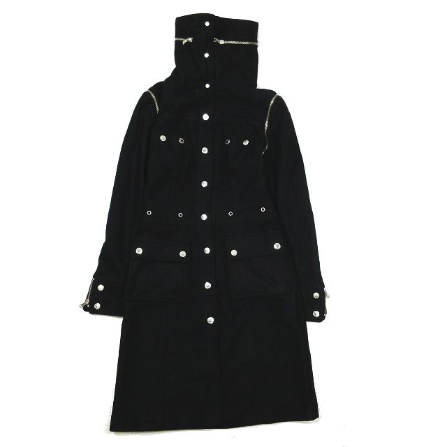 【中古】ドルチェ&ガッバーナ ドルガバ DOLCE&GABBANA コート ハーフ ベスト ファスナー 2WAY 長袖 ノースリーブ 黒 38 レディース 