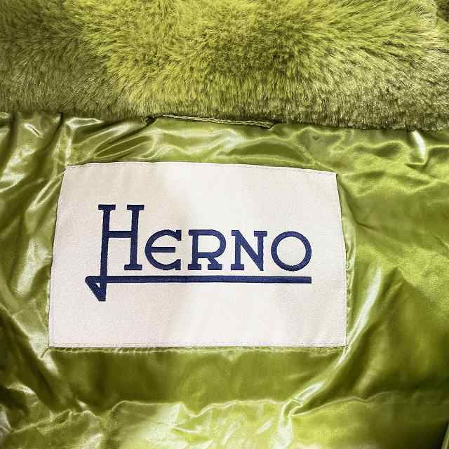 【中古】極美品 19AW ヘルノ HERNO ふわもこ ダウンジャケット アウター エコファー ジップアップ 緑 グリーン｜au PAY マーケット