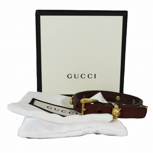 中古】グッチ GUCCI タイガーヘッド スタッズ レザー ブレスレット ブラウン ゴールド金具 サイズS レディース の通販はau PAY  マーケット - ブランド古着のベクトル | au PAY マーケット－通販サイト