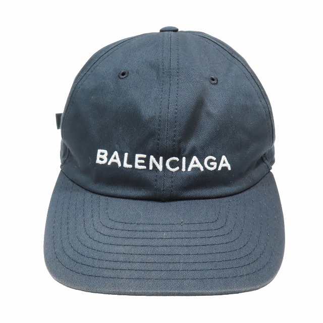 【中古】バレンシアガ BALENCIAGA LOGO BASEBALLCAP ロゴ 刺繍 ベースポールキャップ 野球帽 帽子 L/58 ネイビー/4 メンズ レディース