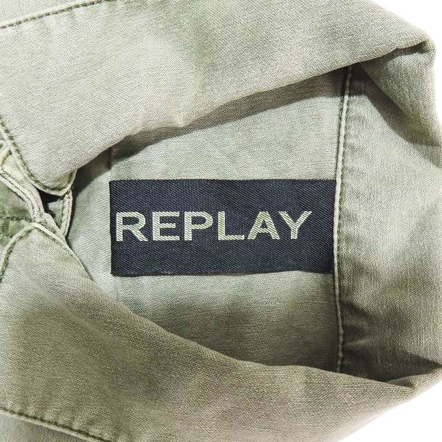 REPLAY リプレイ ミリタリー レザー ジャケット 革ジャン カーキ S